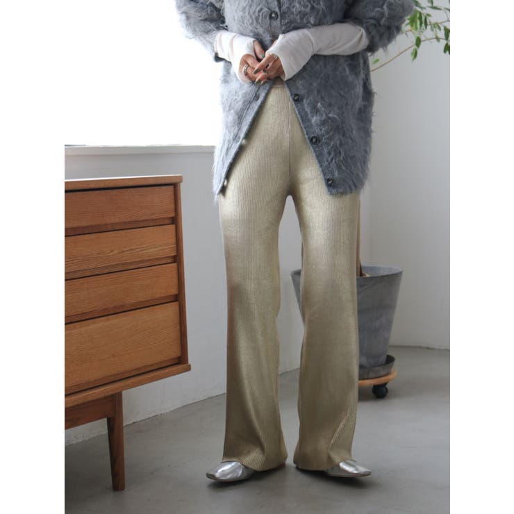 ゴールド | 箔プリントニットパンツ | Ungrid