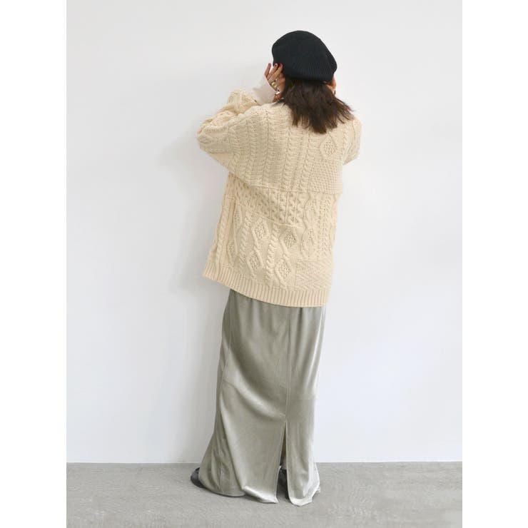 UN3D. 24年製 VELOUR KNIT SK ベロア ニット スカート Crinkle velour