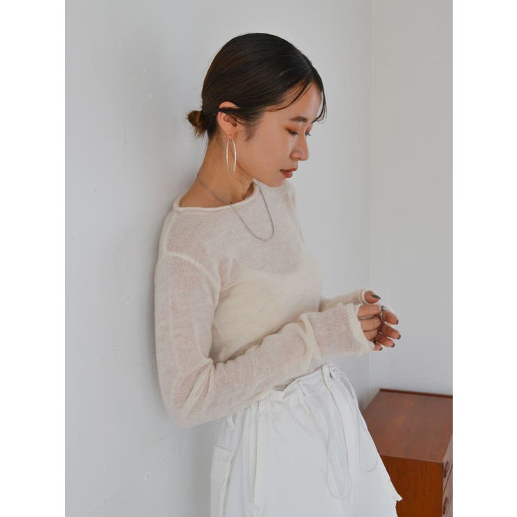 オフホワイト | モヘア混シアーニット | Ungrid