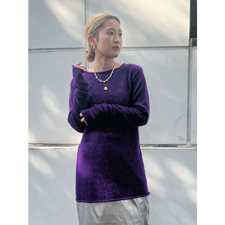 パープル | モヘア混シアーニット | Ungrid