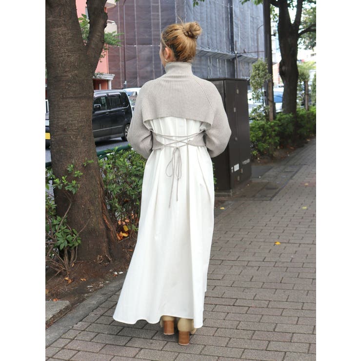 バックリボンニットセットワンピース[品番：MKSW0056604