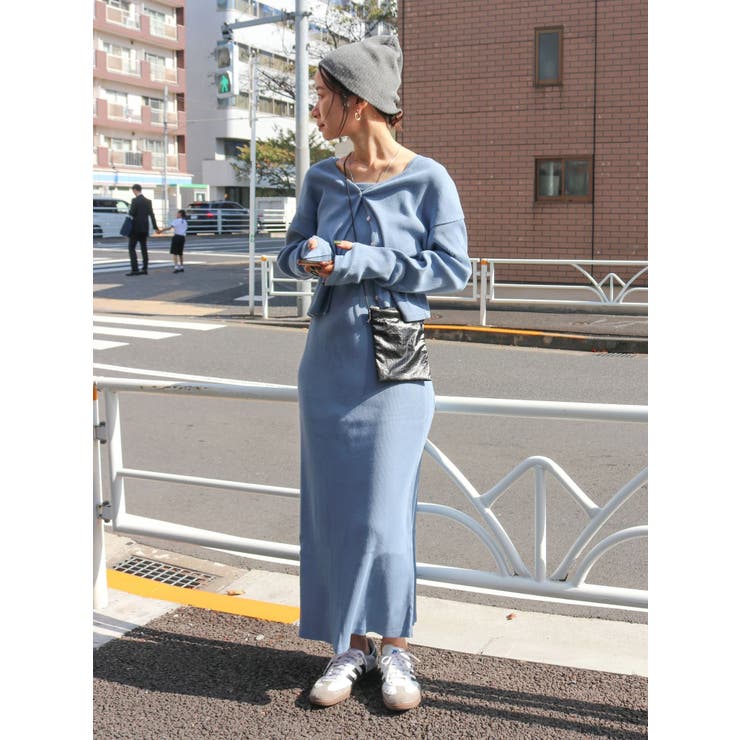 WEB限定】レイヤードテレコキャミワンピース[品番：MKSW0056389