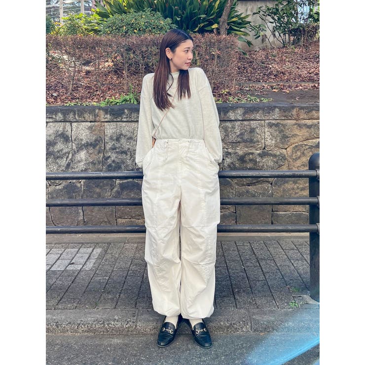 美品 Ungrid ミリタリールーズパンツ ワイド ゆったり オフホワイト Ungrid 【Ca】ミリタリールーズパンツ（オフホワイト