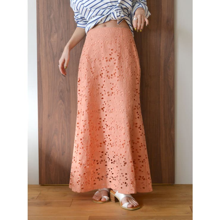 オレンジ | カットワークレーススカート | Ungrid