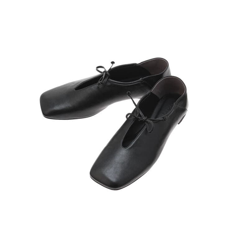 スリットデザインスクエアトゥフラットシューズ[品番：MKSW0055547 