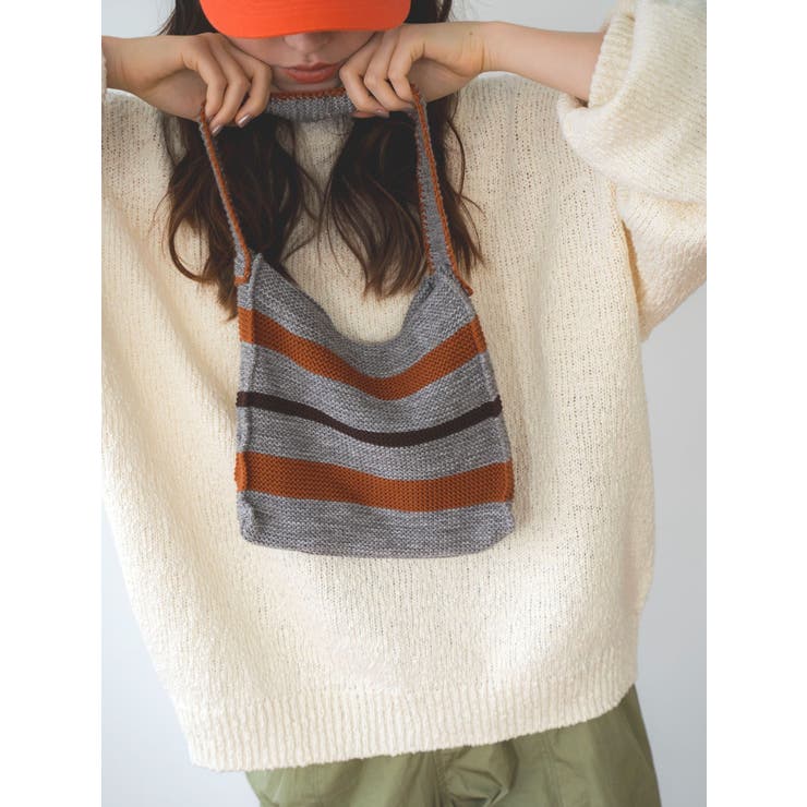 グレー | ボーダーニットハンドバッグ | Ungrid