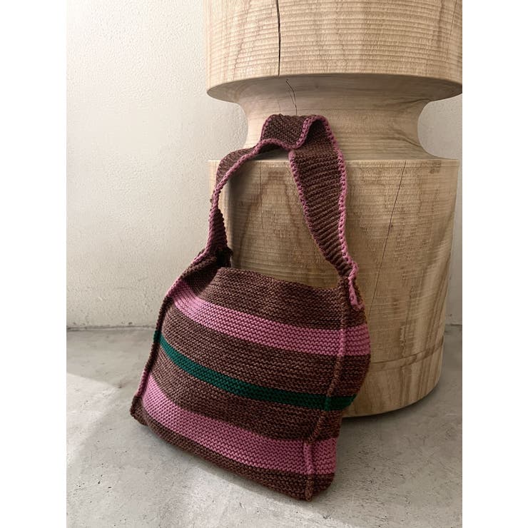 ブラウン | ボーダーニットハンドバッグ | Ungrid