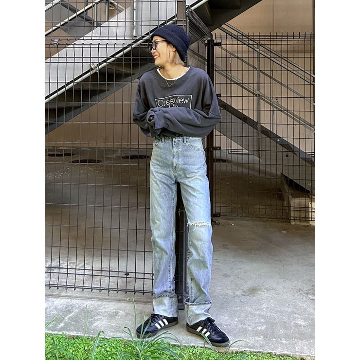 ungrid×井桁弘恵コラボ　ハイウエストロールアップデニム　ブルー 井桁弘恵さんコラボ ハイウエストロールアップデニム｜アン