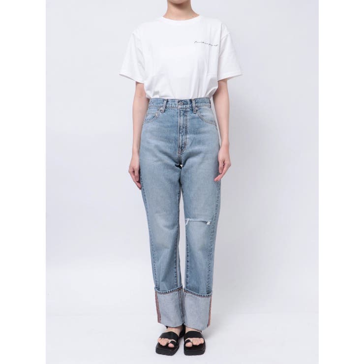 ungrid×井桁弘恵コラボ　ハイウエストロールアップデニム　ブルー Ungrid（アングリッド）の「井桁弘恵さんコラボ ハイウエスト