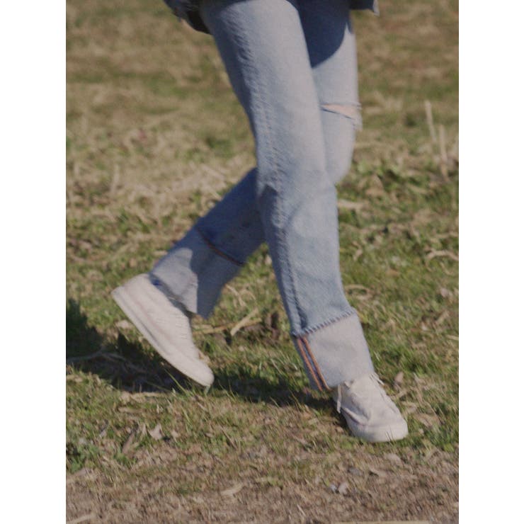 ungrid×井桁弘恵コラボ　ハイウエストロールアップデニム　ブルー 井桁弘恵さんコラボ ハイウエストロールアップデニム｜アン