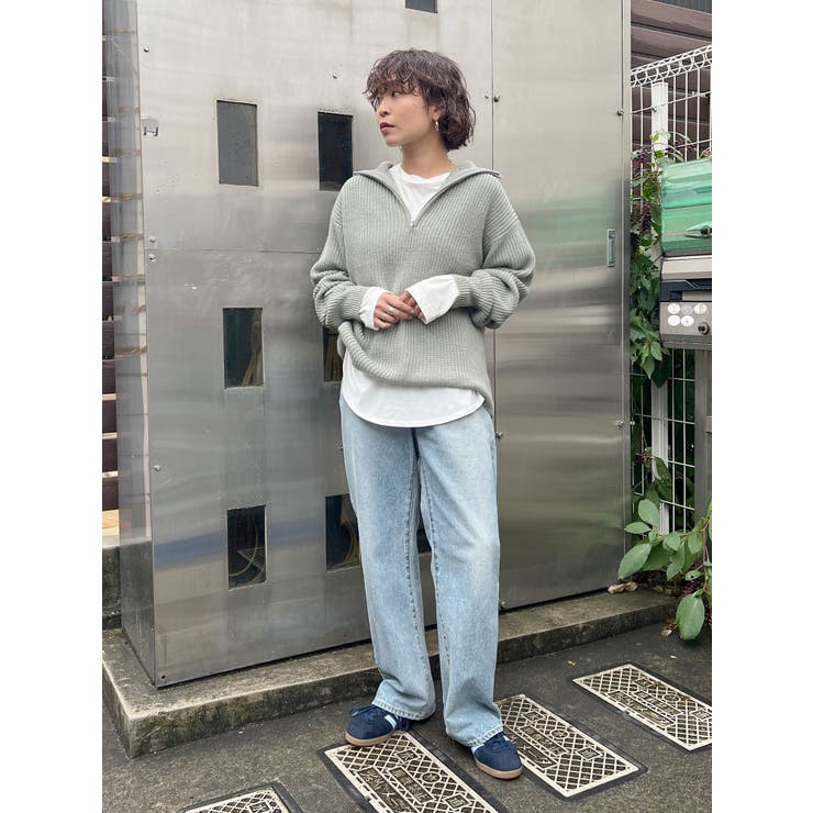アングリッド Ungrid Ungrid ハーフジップルーズニット（オフ