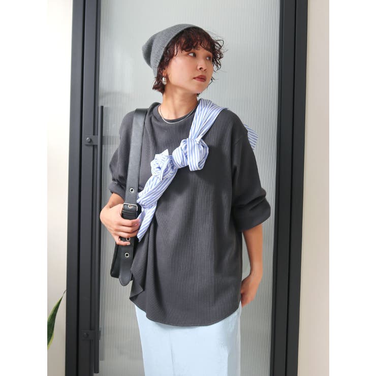 WEB限定】スリーブボリュームワッフルロングスリーブTee[品番