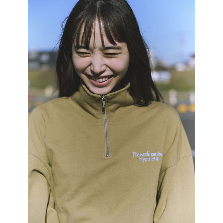 井桁弘恵さんコラボ ハーフジップロゴスウェット[品番 井桁弘恵さんコラボ ハーフジップロゴスウェット[品番