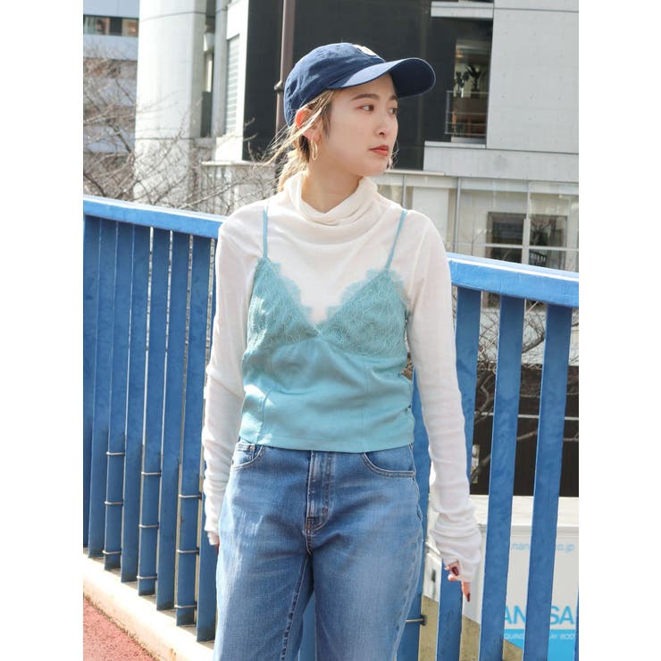 ブルー | レースコンビサテンキャミ | Ungrid