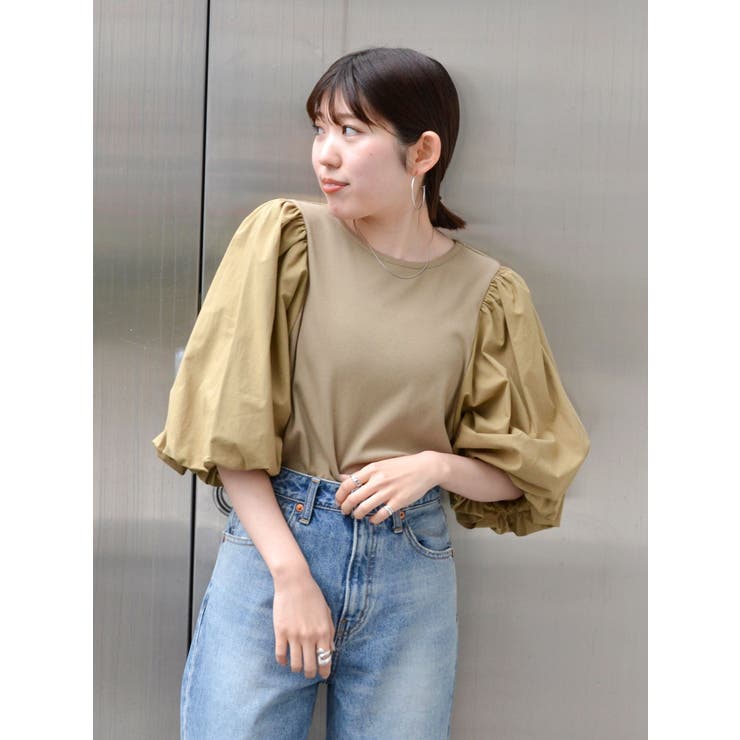 WEB限定】パフスリーブドッキングブラウス[品番：MKSW0057713