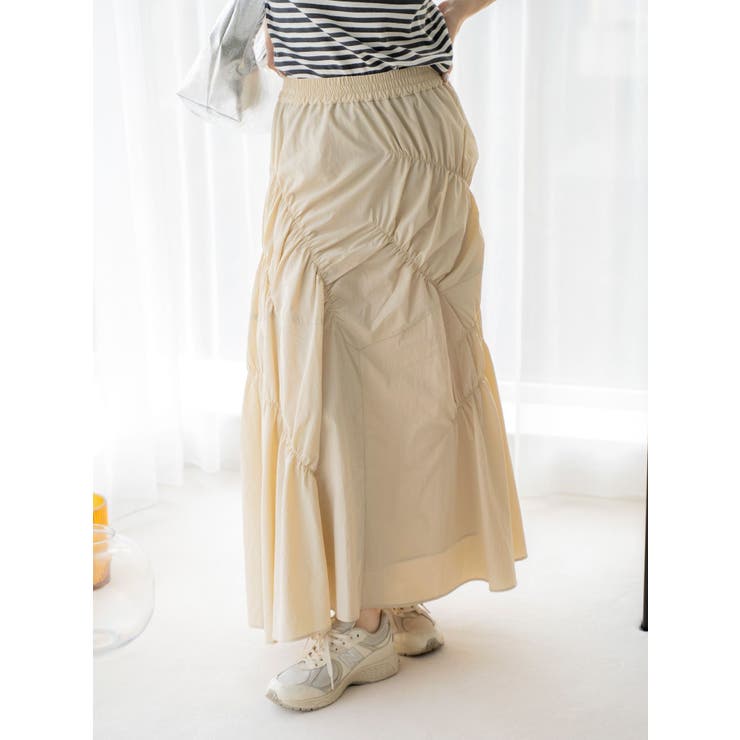 アイボリー | ランダムギャザースカート | Ungrid