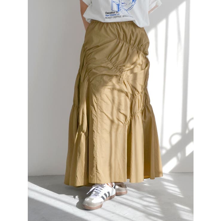 ベージュ | ランダムギャザースカート | Ungrid