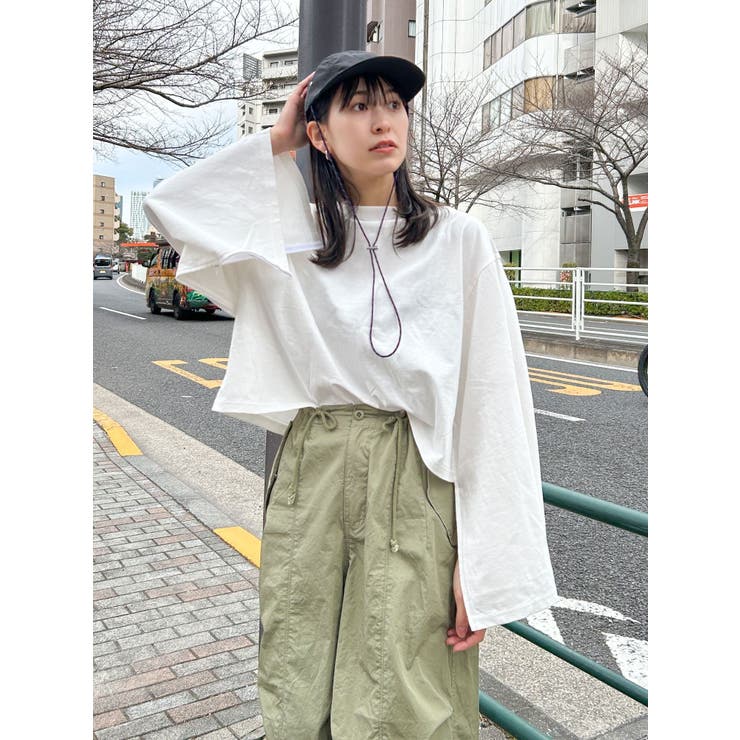 オフホワイト | オーガビッツコットンジップデザインロンTee | Ungrid