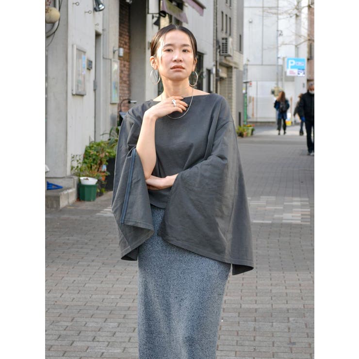 チャコールグレー | オーガビッツコットンジップデザインロンTee | Ungrid