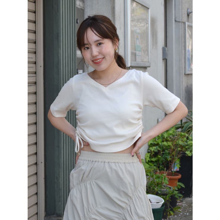 サイドギャザーショートTee | Ungrid | 詳細画像1 