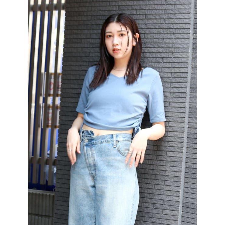 ブルー | サイドギャザーショートTee | Ungrid