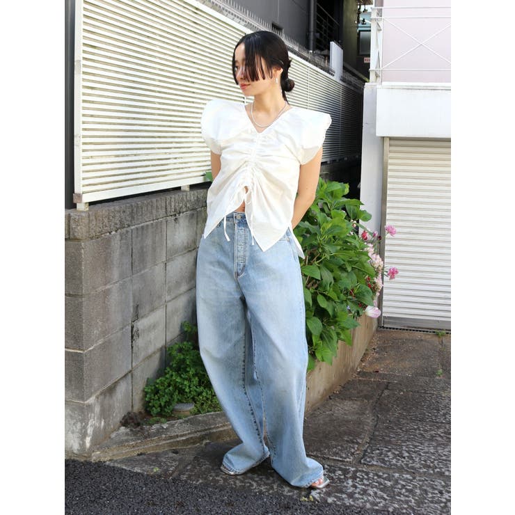 ungrid アングリッド　刺繍 ギャザー ブラウス ゆったり 長袖　新品 フロントギャザーブラウス[品番：MKSW0058571]｜Ungrid（アン