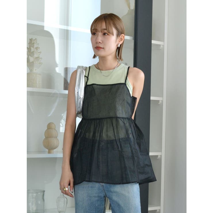 ブラック | コットンオーガンジーキャミ | Ungrid