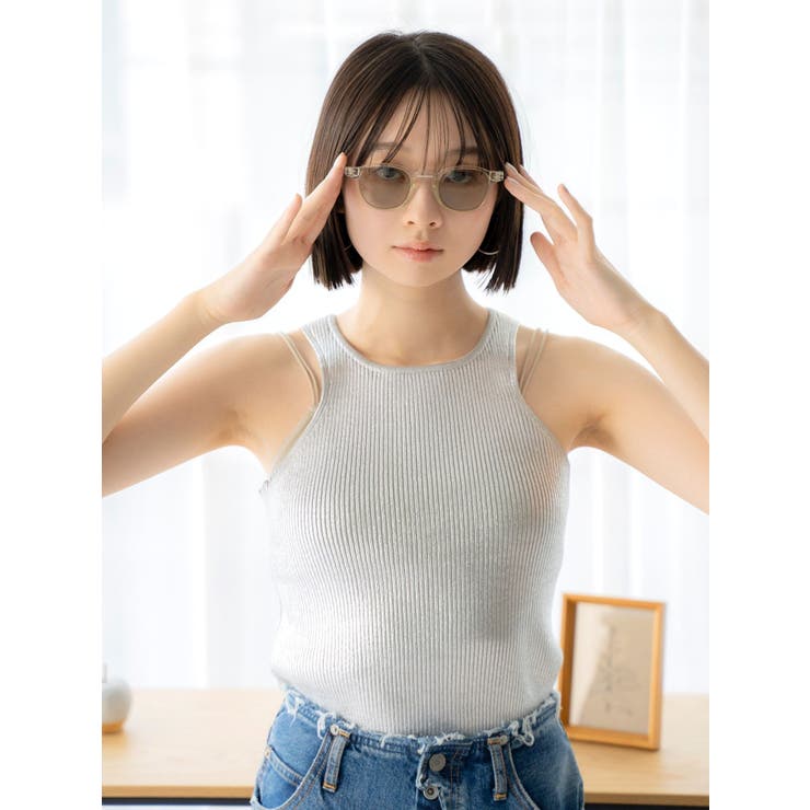 シルバー | アメスリニットタンクトップ | Ungrid