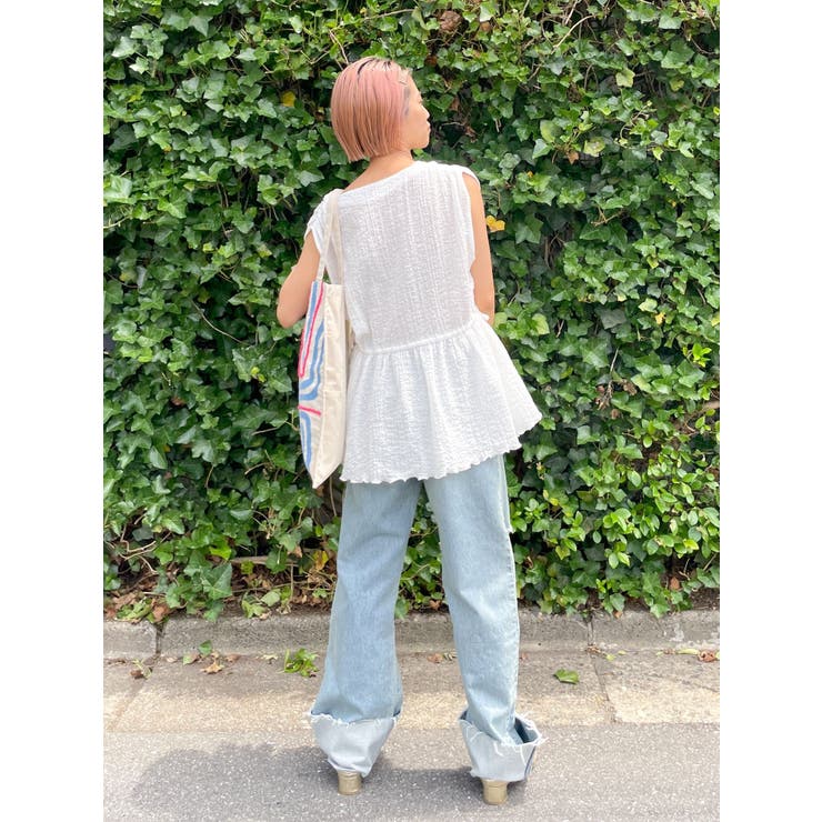 ウエストデザイン楊柳ブラウス【SET UP着用可】[品番：MKSW0059164