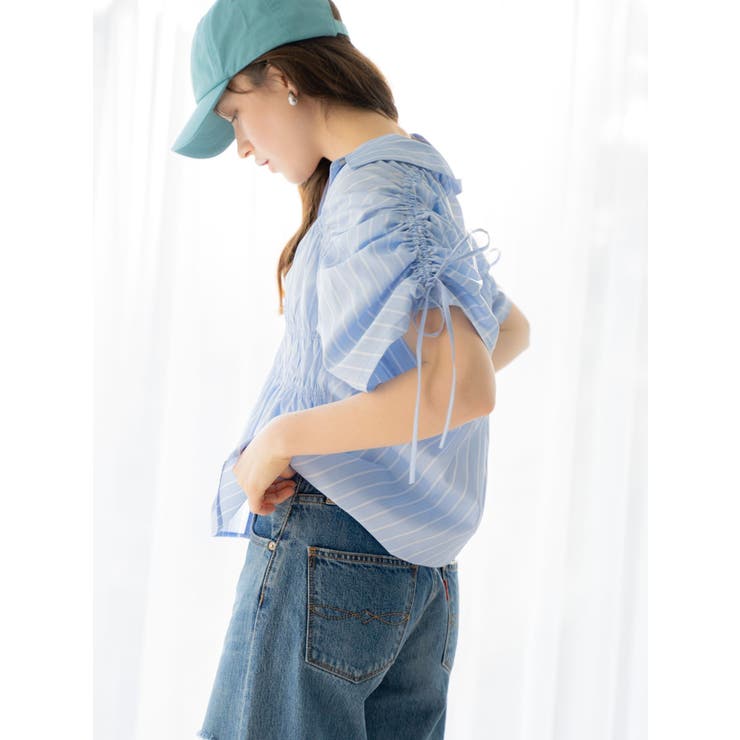 ギャザーデザインハーフスリーブシャツ | Ungrid | 詳細画像10 