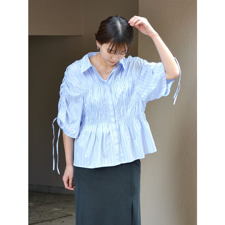 ギャザーデザインハーフスリーブシャツ | Ungrid | 詳細画像18 