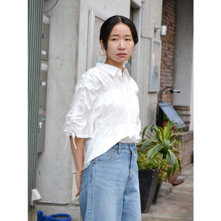 ギャザーデザインハーフスリーブシャツ | Ungrid | 詳細画像21 