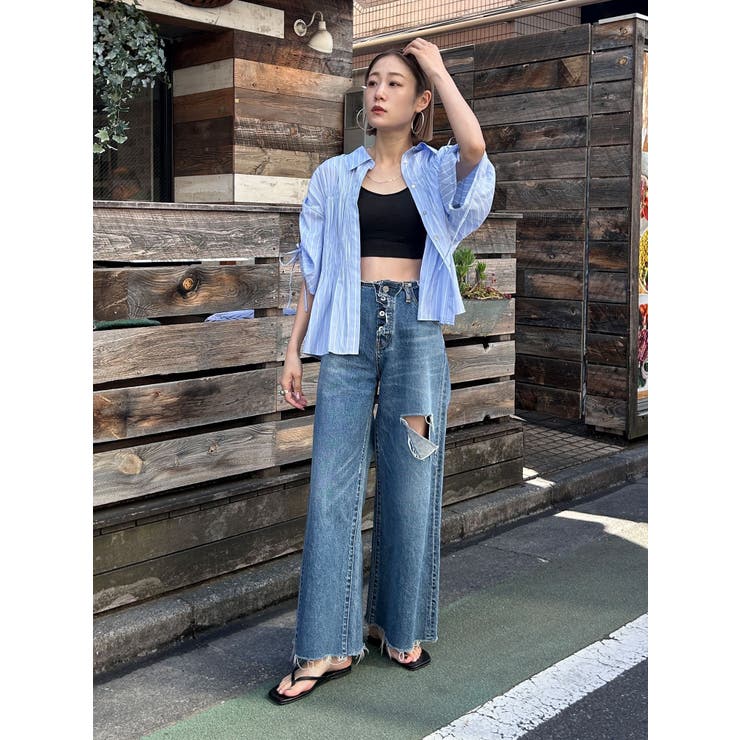 ギャザーデザインハーフスリーブシャツ | Ungrid | 詳細画像35 