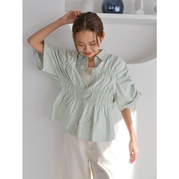 ギャザーデザインハーフスリーブシャツ | Ungrid | 詳細画像40 