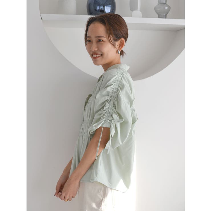ギャザーデザインハーフスリーブシャツ | Ungrid | 詳細画像41 