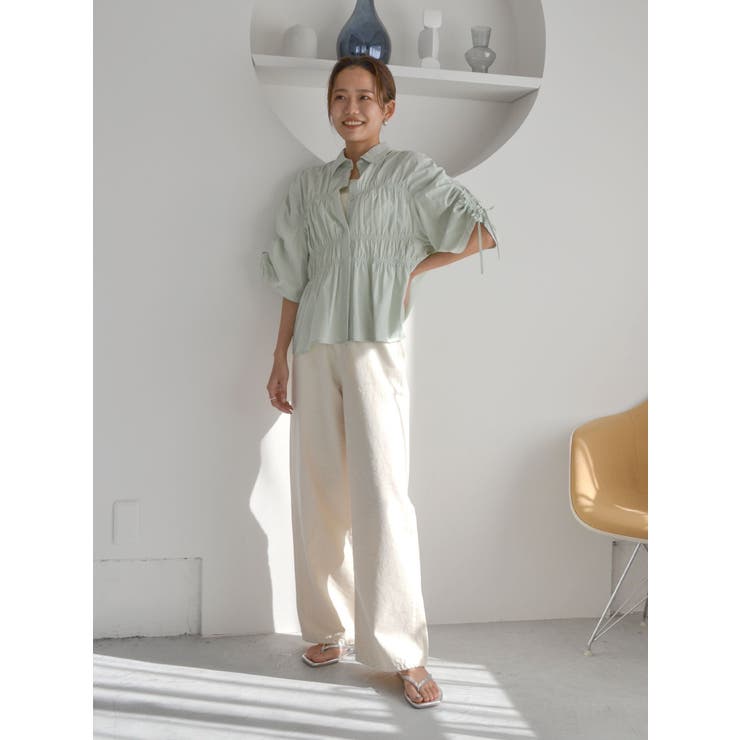 ギャザーデザインハーフスリーブシャツ | Ungrid | 詳細画像44 