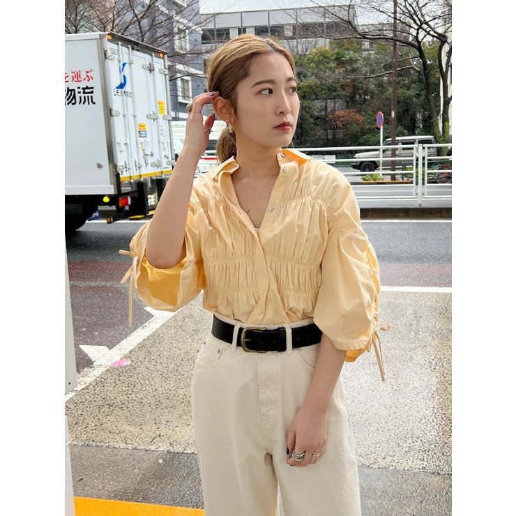 ギャザーデザインハーフスリーブシャツ | Ungrid | 詳細画像46 