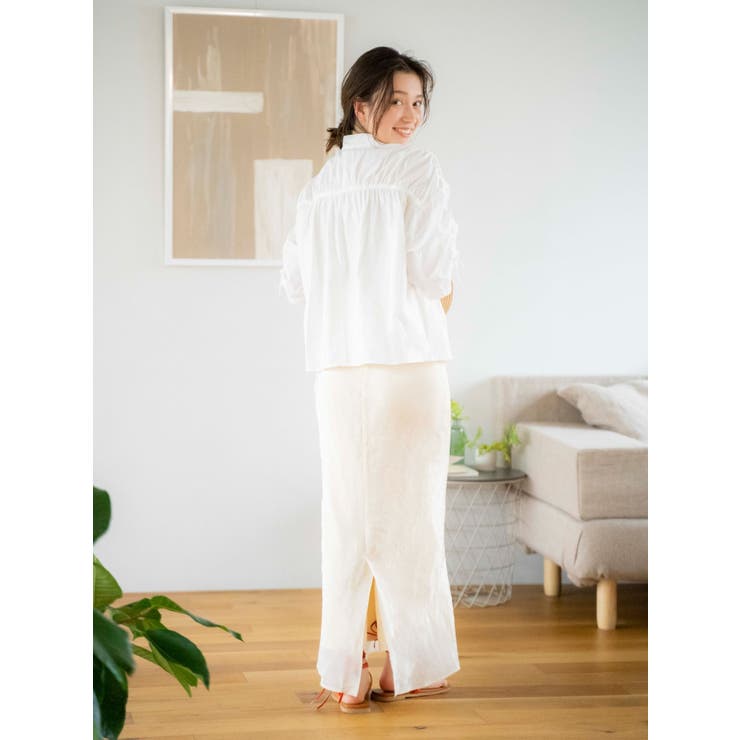 ギャザーデザインハーフスリーブシャツ | Ungrid | 詳細画像7 