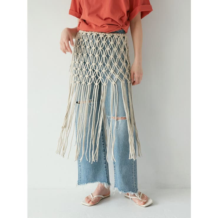 アイボリー | マクラメフリンジスカート | Ungrid