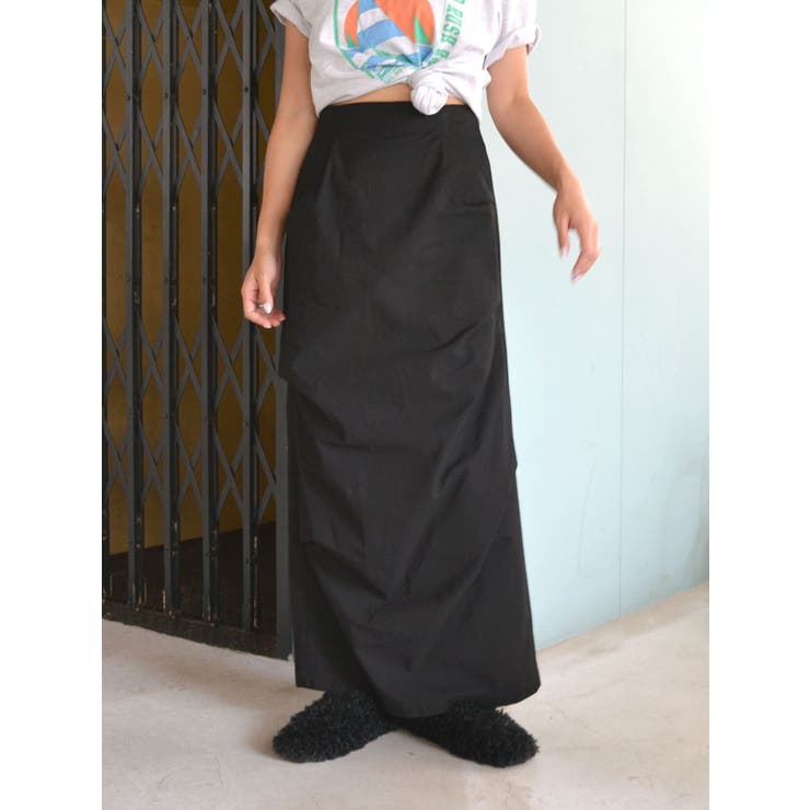 ブラック | タックデザインアイラインスカート | Ungrid