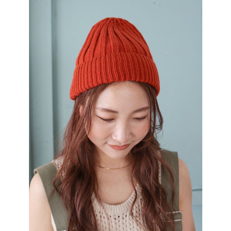 オレンジ | ワイドリブニット帽 | Ungrid