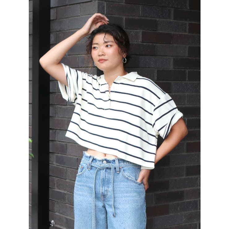 アイボリー | ワイドデザインポロシャツ | Ungrid