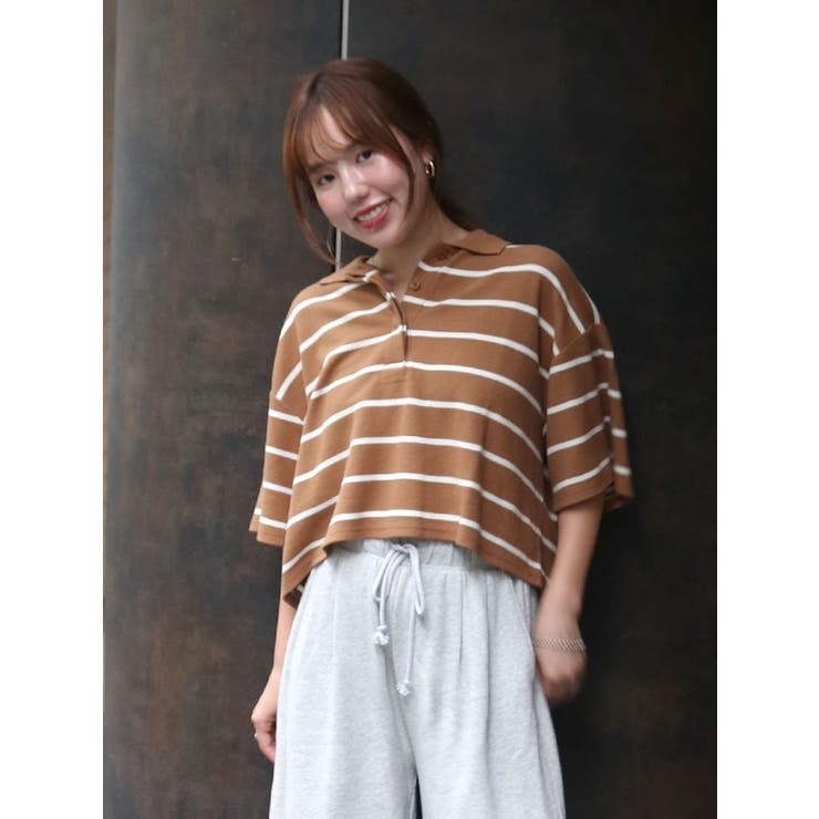 ベージュ | ワイドデザインポロシャツ | Ungrid