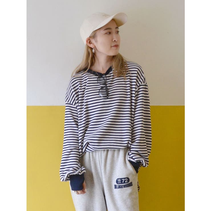 WEB限定】スリーブボリュームワッフルロングスリーブTee[品番