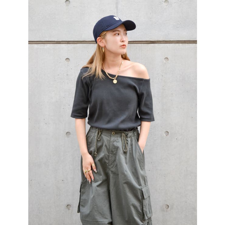 チャコールグレー | ワンショルテレコTee | Ungrid