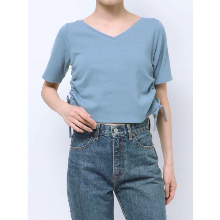 ブルー | サイドギャザーショートTee | Ungrid