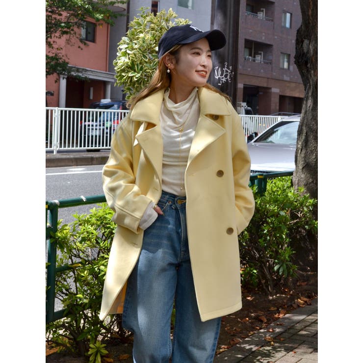 イエロー | ハイネックミドル丈コート | Ungrid