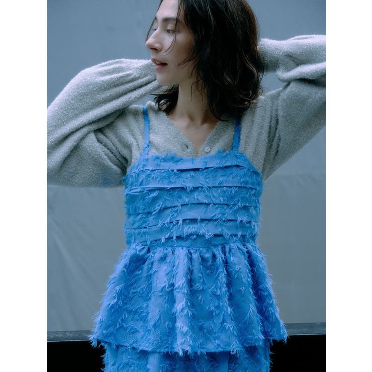 ブルー | タックデザインジャカードキャミ | Ungrid