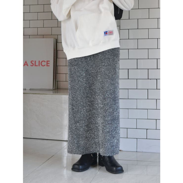 ブラック | ラメニットアイラインスカート | Ungrid