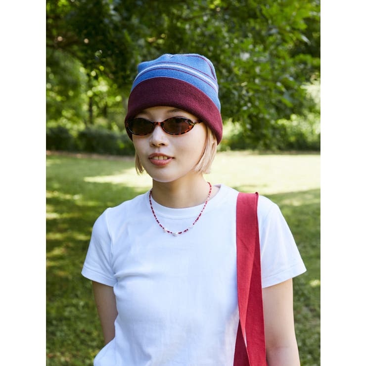 ボルドー | ボーダーニット帽 | Ungrid